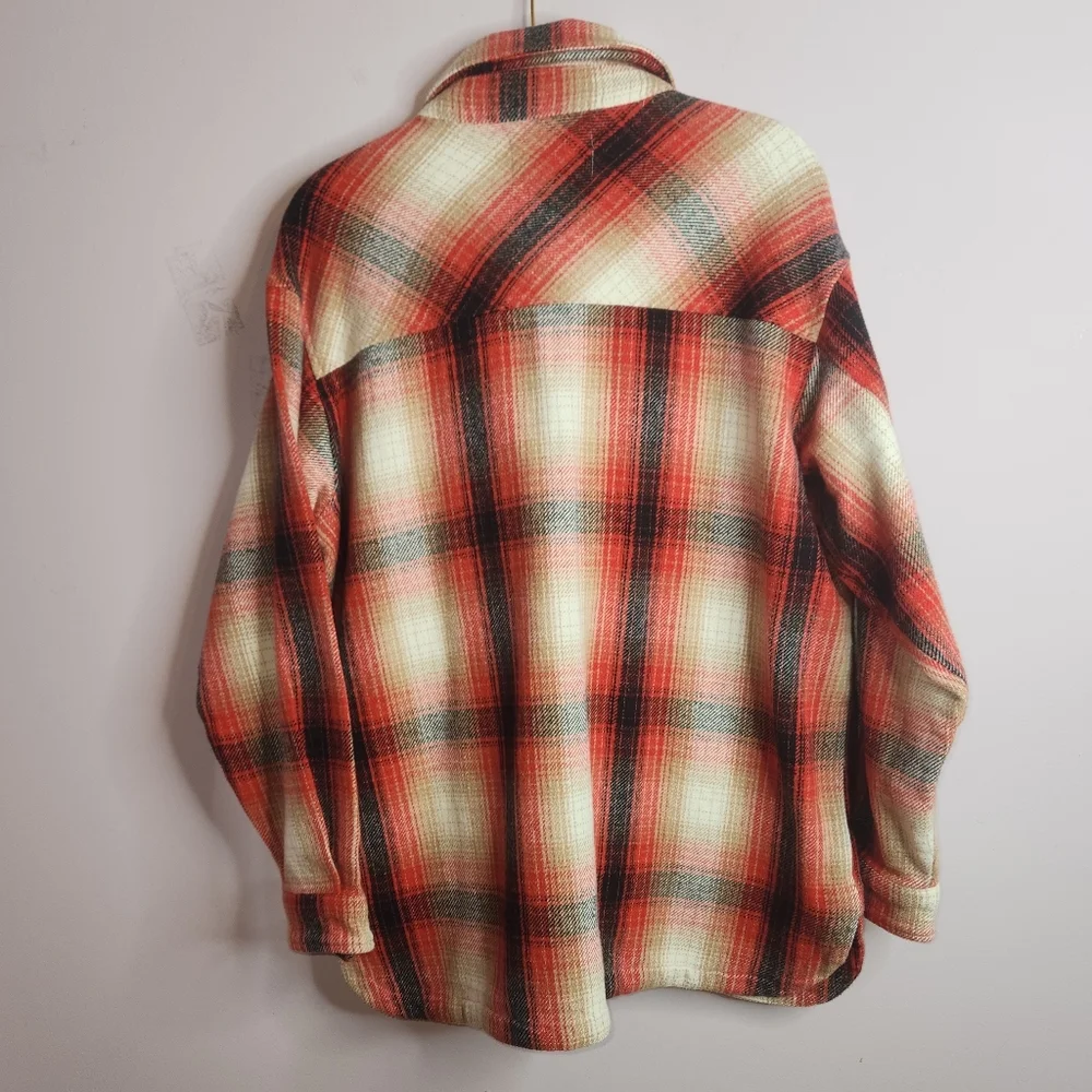 LUCKY BRAND Red plaid Oversized Shirt Jacket, size S